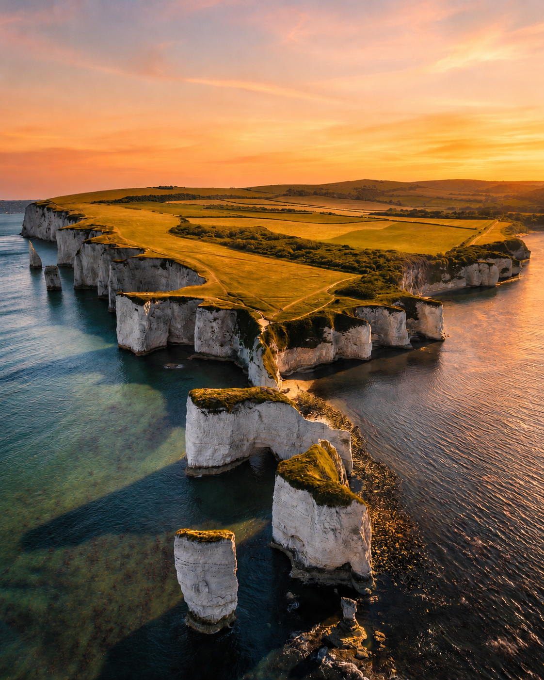 Old Harry & Swanage at Sunset
