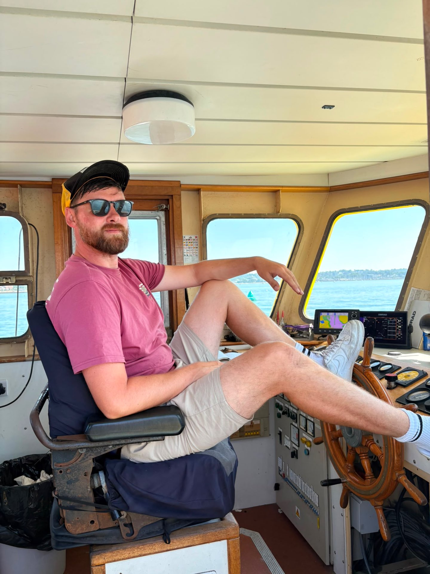 Skipper at the helm